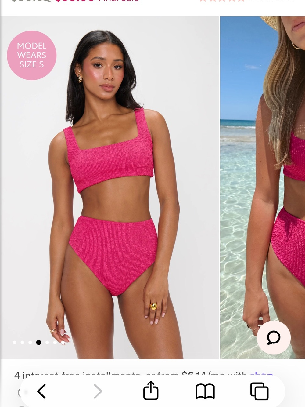 Show Me Your MuMu Pink Textured High-Waist Bikini Set
